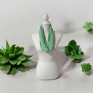 TICKLED PINK LIME GREEN & GRAY STRIPED INFINITY‎ SCARF NWT